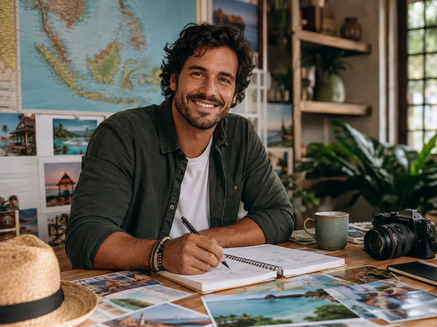 Illustrated coastal journey planner avatar